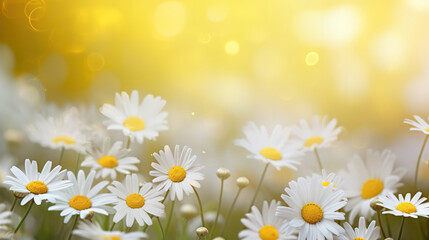 Summer's embrace, A field of daisies, with a dreamy bokeh background, captures nature's beauty.