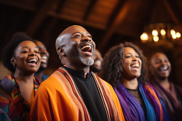 Gospel choir uniting community church members - uplifting spirits and strengthening bonds through powerful - soulful - and emotionally resonant singing performances.