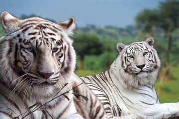 Rare white Bengal tigers