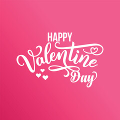 Lettering Happy Valentines Day banner, Valentines Day greeting card template with typography text happy Valentine`s day, and red heart and line on background. Vector illustration