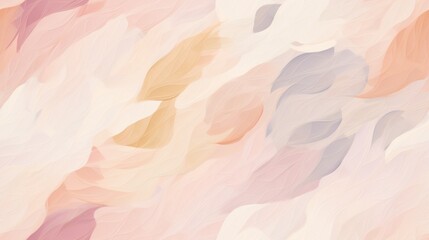  an abstract painting with pastel colors of pink, yellow, blue, and pink feathers on a white background. - obrazy, fototapety, plakaty