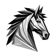 Vector illustration of an horse head  origami style on separate white background, testa di cavallo vettoriale in stile origami su sfondo bianco separato