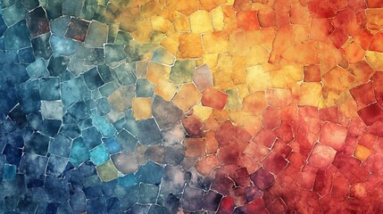 vector watercolor background in mosaic style    