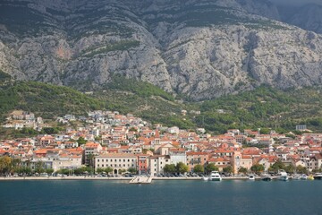 Fototapeta na wymiar Makarska, Croatia, Beach. Port town on Croatia’s Dalmatian coast, known for its Makarska Riviera beaches.