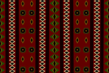 Seamless traditional fabric pattern. Traditional geometric pattern. America. Indian. Aztec style. Abstract design for fabrics, clothes, covers, scarves, textiles, retro, rugs, tiles. Ukrainian red 