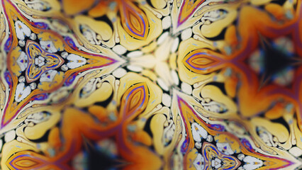 Kaleidoscope ornament. Paint water. Defocused ink ethnic triangle decorative pattern motion...