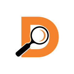 Initial Magnifying Logo combine with letter D vector template