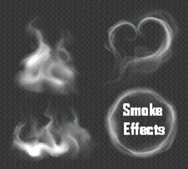 Smoke pack in Circle, heart and flame vector with transparent illustration background.