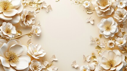 Fototapeta na wymiar Cute floral frame background with copy space