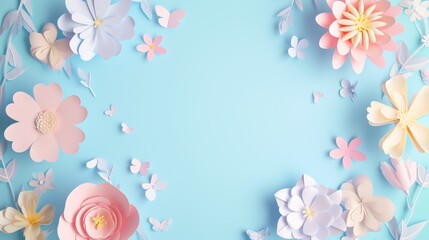 Cute floral frame background with copy space