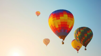 Fototapeta premium Hot Air Balloon Adventure. Colorful balloons soaring against a clear sky
