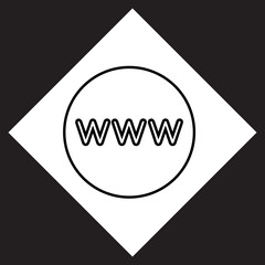 Www icon vector. Website internet logo design. World wide web internet vector icon illustration in rhombus isolated on black background