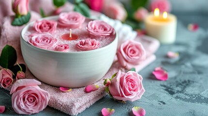 Obraz na płótnie Canvas cup of tea with rose petals
