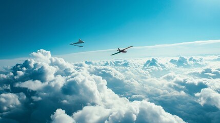 Fototapeta na wymiar airplane flying over the clouds
