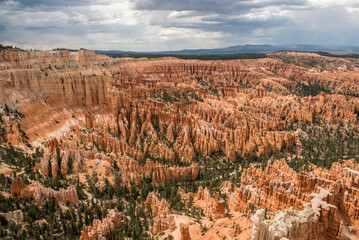 Scenic view of Bryce Canyon in brooding rainy weather