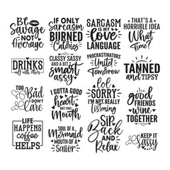 Fototapeta premium Funny Sarcastic svg design bundle