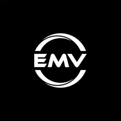 EMV letter logo design with black background in illustrator, cube logo, vector logo, modern alphabet font overlap style. calligraphy designs for logo, Poster, Invitation, etc.