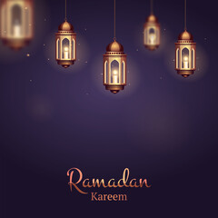 Arabic lantern of ramadan celebration background illustration.