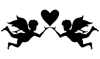 Cupid silhouette vector illustration