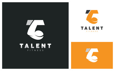 Letter T for Fitness Logo Design - obrazy, fototapety, plakaty
