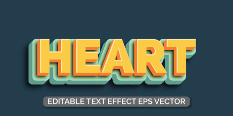 Heart yellow color Editable 3d Text effect eps vactor