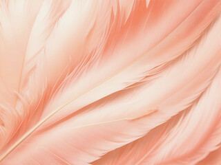 Fondo de plumas abstractas, color conceptual del año 2024 Peach Fuzz. IA Generativa 