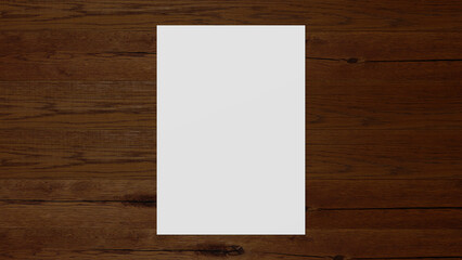 leeres weißes Blatt Paper auf einer dunklen Holzoberfläche