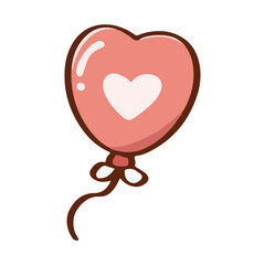 Cute happy balloon with heart pink pastel of Valentine's day and love anniversary.