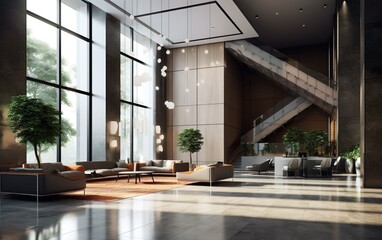 Modern office lobby hall interior