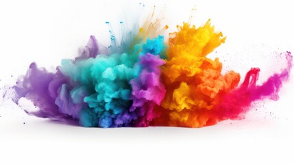 Fototapeta na wymiar colorful rainbow holi paint color powder explosion isolated white background