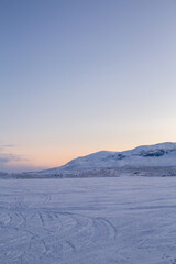Frozen Vassijaure lake, Swedish Lappland, Arctic Circle