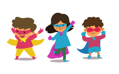 Pack of kids dressed as superheroes