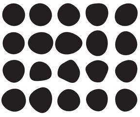Random blob circles silhouette icon set. arrangement of black organic shapes. Isolated on a white background.