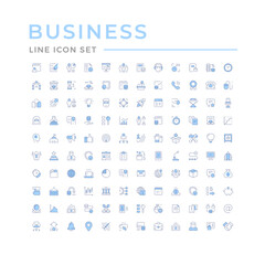 Fototapeta na wymiar Set color line icons of business