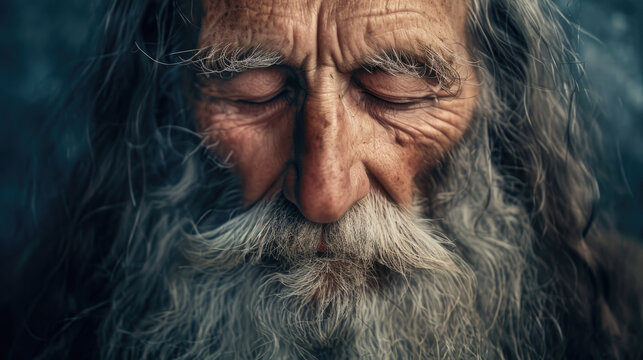 Contemplative Elderly Man with Beard