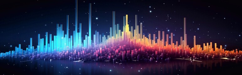 New age of Big data visualization. Stock market graph and bar chart price display. Data on live computer screen.  Abstract financial background trade colorful. Data flow concept