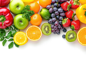 Colorful Freshness - Assorted Fruits and Vegetables Top View