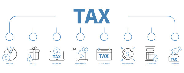 tax banner web icon vector illustration concept - obrazy, fototapety, plakaty