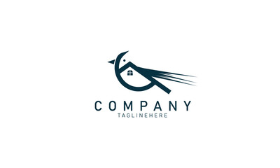 Bird real estate premium ,building Mortgage logo simple clean minimalist flat house vector logo design