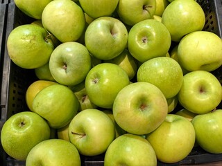 Green apples in a supermarket