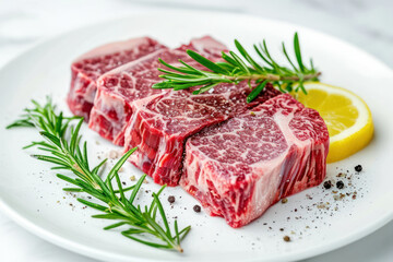 Wagyu Tomahawk beef premium on the white background