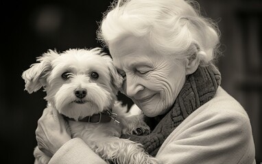 Timeless Bond Between a Senior Woman and Her Dog