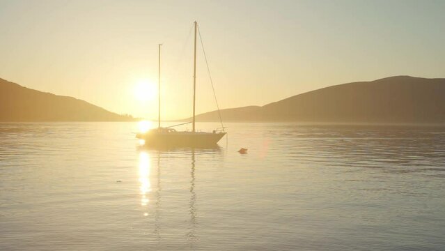 Sea view at sunset. Beautiful serene vmd on the evening sea in the bay