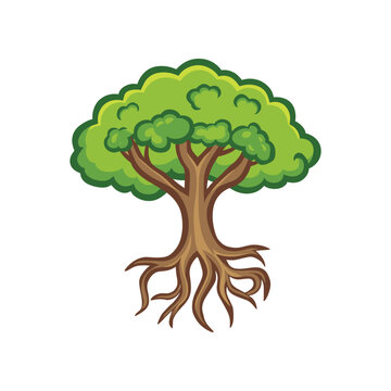 Tree with roots vector