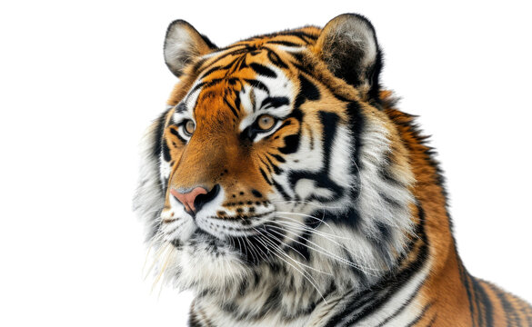 Close-up A big tiger on a transparent background