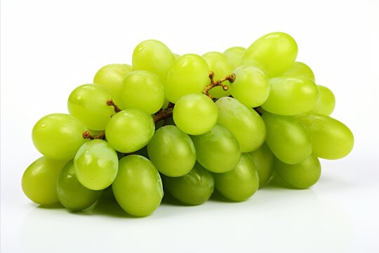 Green grape isolated on white background   high quality detailed image for advertising