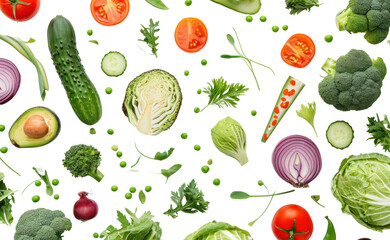 Creative layout made of vegetables on the transparent background