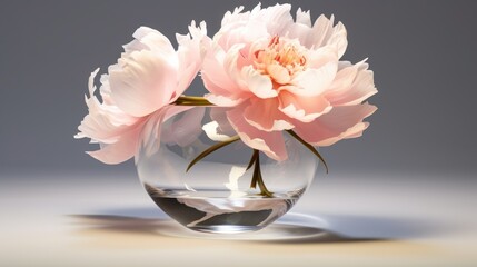  a close up of a vase with a flower in it and a reflection of the inside of the vase on the ground.