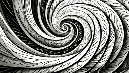 Illusion art spiral background black white, art design - obrazy, fototapety, plakaty