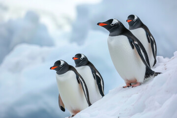 Obraz premium penguins on ice and an iceberg